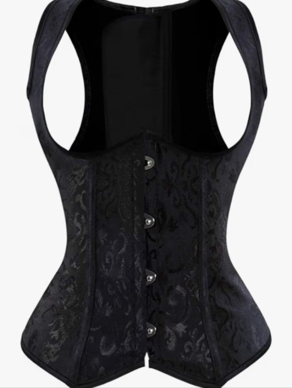 Black Lace Up Boned Overbust Corset Bustier Lingerie Bodyshaper Top